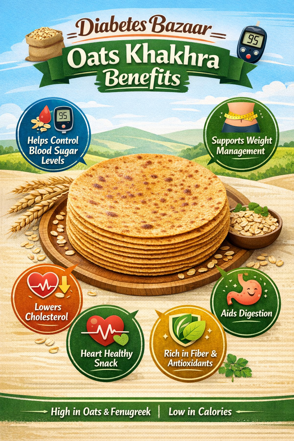 high fiber oats khakhra roasted