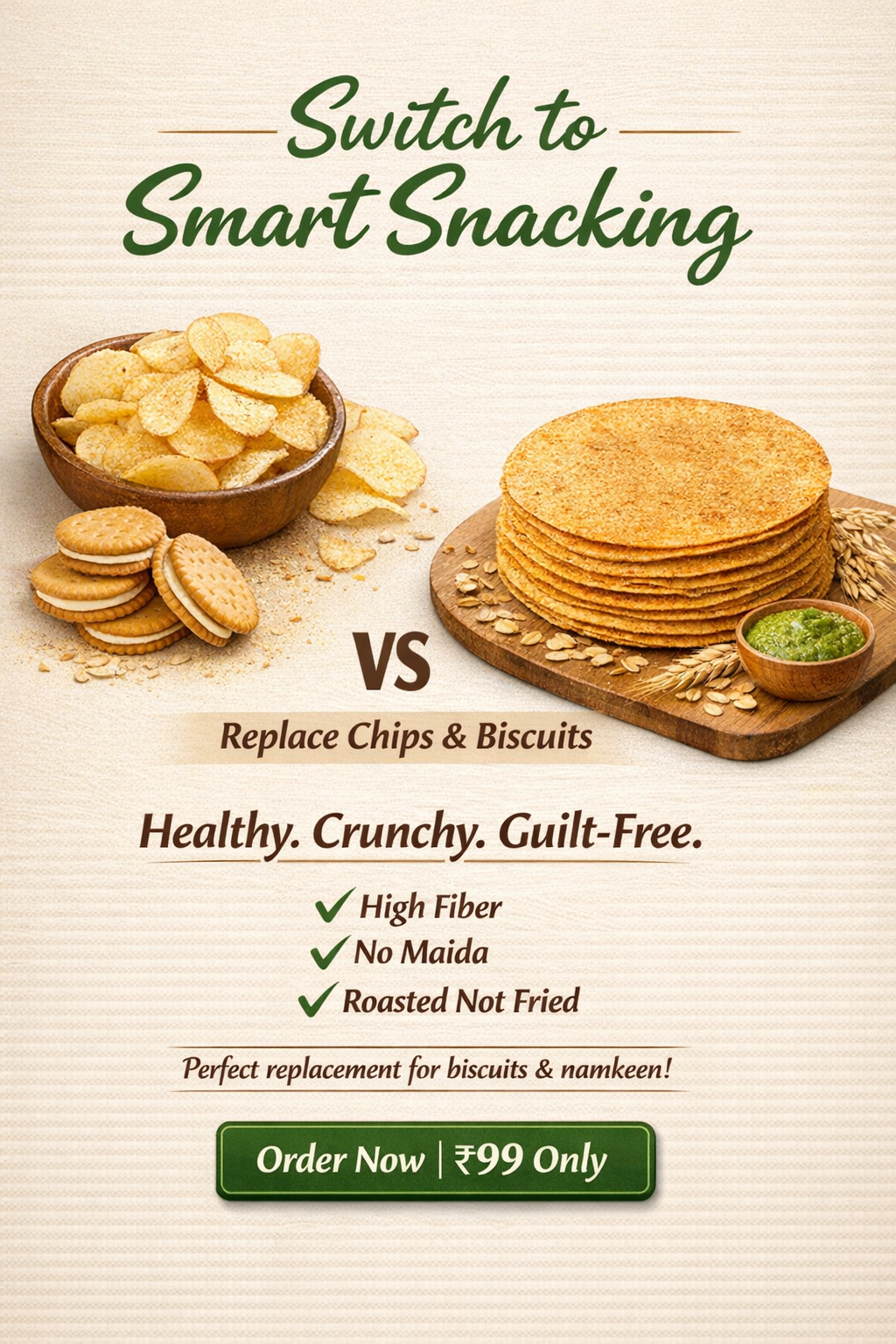 oats khakhra healthy snack alternative to chips and biscuits India