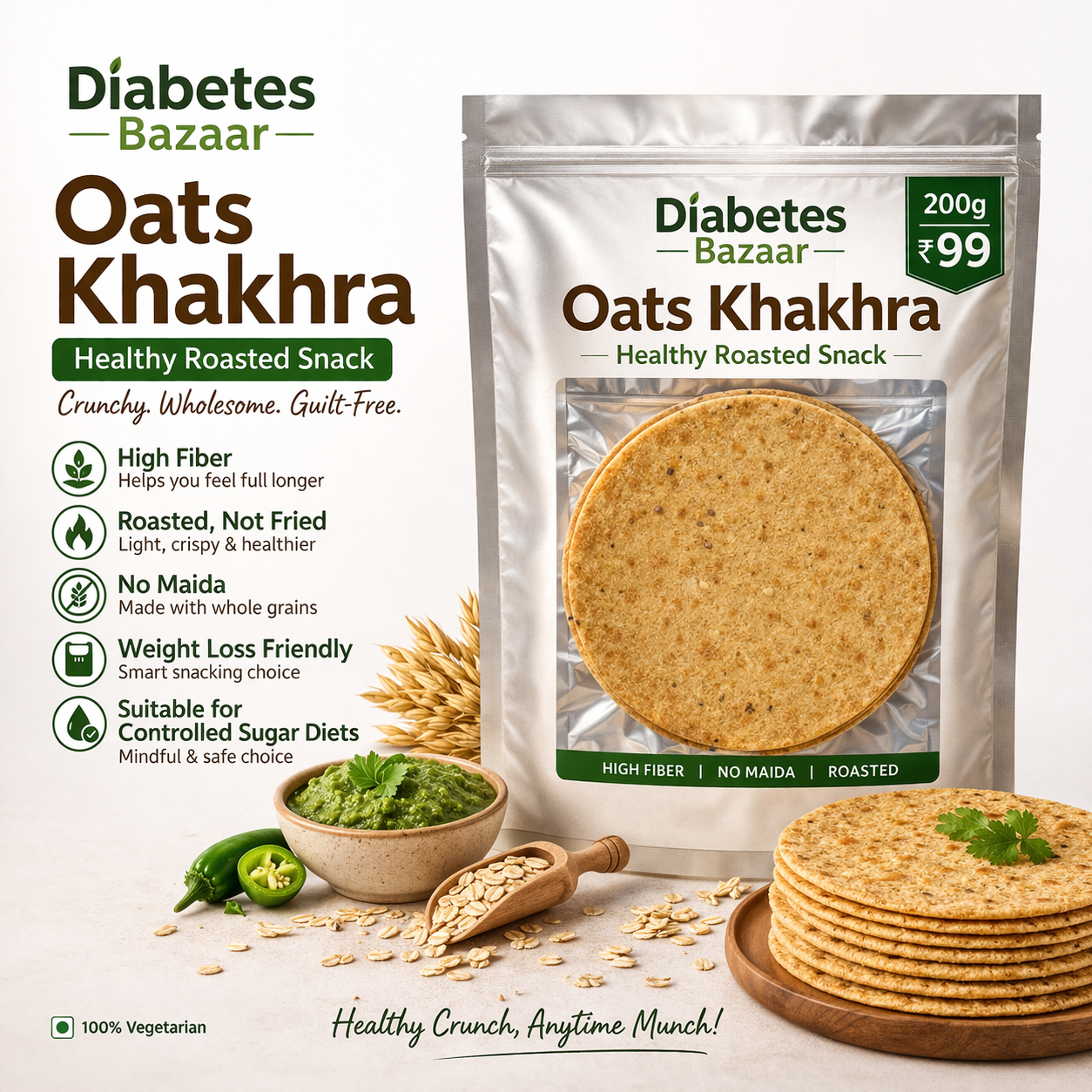 oats khakhra healthy snack India